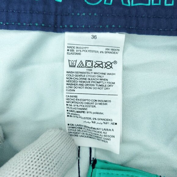 Old Navy California Boardshorts Mens 36x9" Green Striped Swim Stretch - Picture 4 of 8